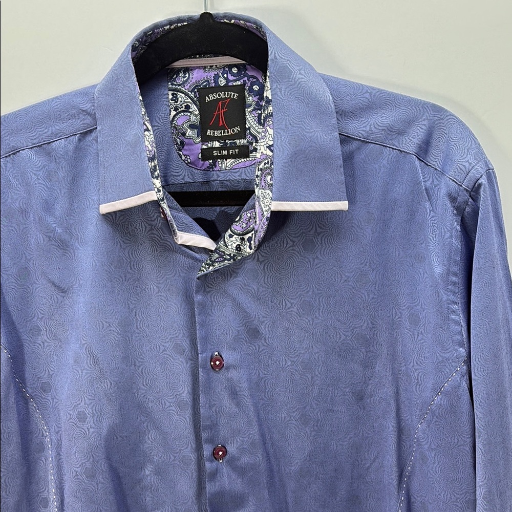 Slim Fit Lavender Paisley Print Shirt with Purple & Blue Paisley Trim